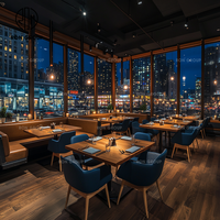 Ensemble de mobilier de restaurant commercial Ron Group, banquettes en velours, table carrée en bois durable avec chaise pour café