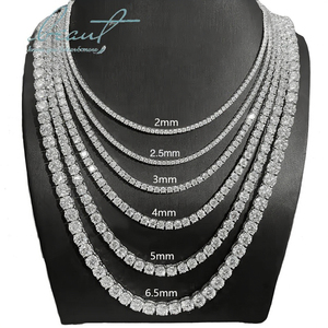 Collar de eslabones cubanos de moissanita, cadena brillante redonda de plata de ley 925 chapada en oro para hombre y mujer, regalo para fiesta - Product Image 3