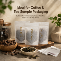 Sachet refermable givré avec fermeture éclair, qualité alimentaire, imprimé sur mesure, mini-sachet échantillon pour grains de café, thé, herbes, aliments, sachet OEM avec logo personnalisé