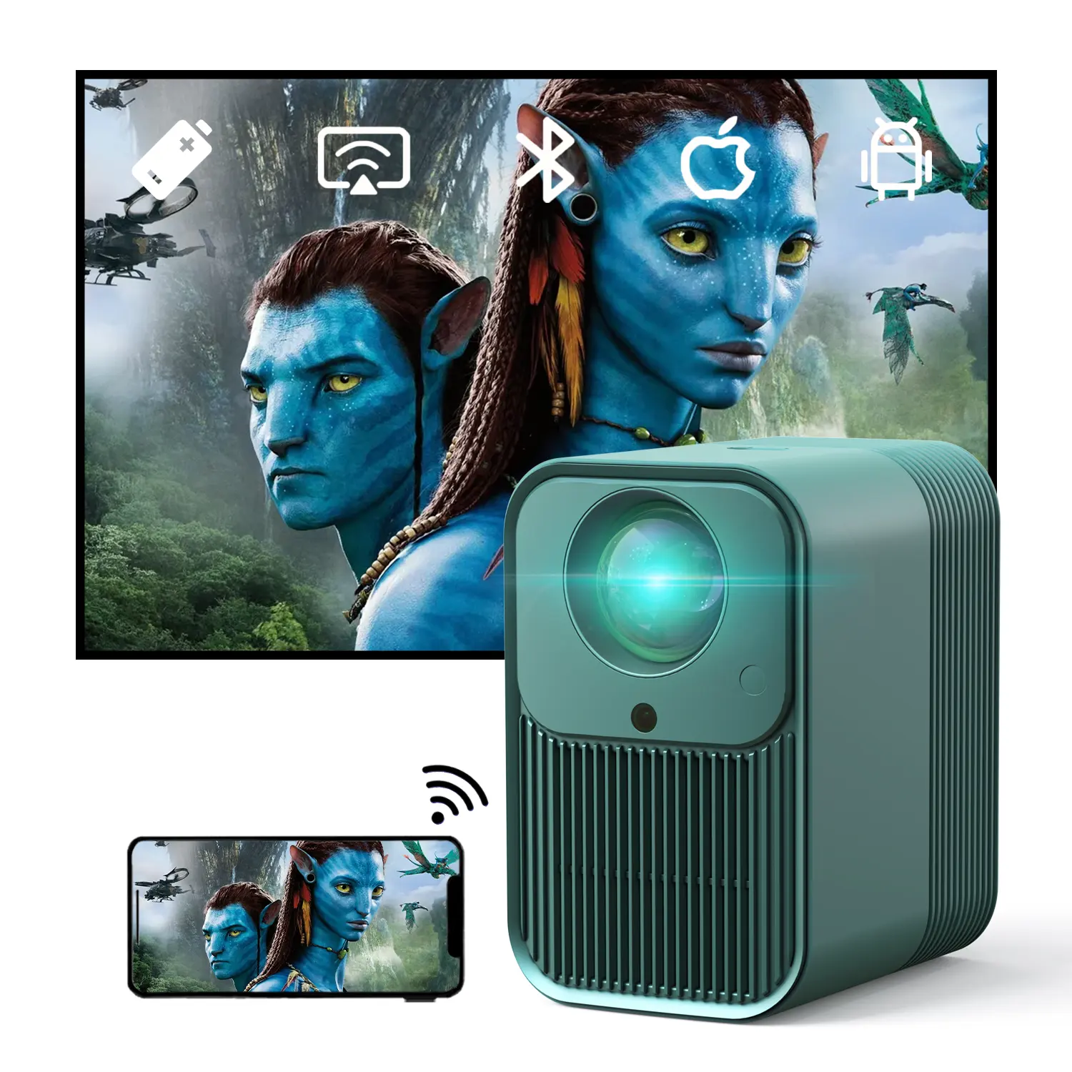 2023 1080P mendukung 4k mini home theater saku proyektor 3000 lumen