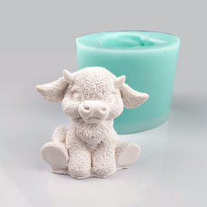 DW0242 3D vaca Animal de vela hecho a mano de caucho de silicona de molde de jabón - Product Image 3