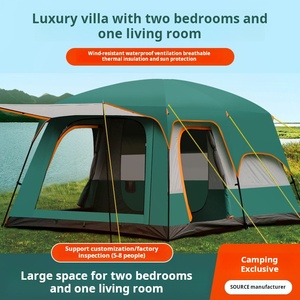 Tenda kubah tahan air 10 orang, tenda berkemah luar ruangan mewah dua kamar tidur dan satu ruang tamu dengan pelindung matahari - Product Image 2