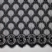 Tissu en dentelle française jacquard brocart noir en polyester/nylon, largeur 150 cm, accessoire vestimentaire, marque YUGU YG-2423, vente en gros usine