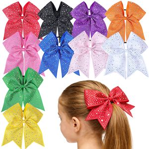 Fiocco per Cheerleading in Nastro Grosgrain con Strass Scintillanti, Accessorio per Capelli da Ragazza - Product Image 1