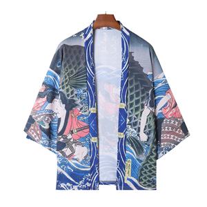 Cardigan <span class=keywords><strong>kimono</strong></span> <span class=keywords><strong>japonais</strong></span> pour hommes, vestes décontractées à manches longues, manteau ouvert sur le devant, vêtements d'extérieur légers Yukata - Product Image 3