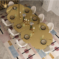 Table à manger de luxe en acier inoxydable, grande taille, mobilier italien haut de gamme pour restaurant et salle à manger