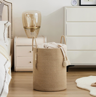 Panier à linge en coton tissé grande capacité pour salle de bain et salon - Organisateur de rangement pour couvertures/édredons avec poignée