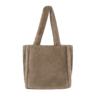 Nouveau Sac Fourre-tout Épaule en Peluche Douce et Moelleuse pour Femme avec Chaînes, Fermeture Éclair Unique, Option Logo Personnalisé, Automne Hiver, 2 Couleurs