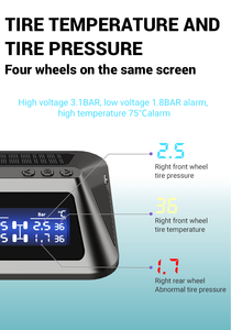 Được xây dựng trong năng lượng mặt trời hiển thị TPMS cảm biến kỹ thuật số phổ Xe áp suất lốp hệ thống giám sát với <span class=keywords><strong>4</strong></span> cảm biến và màn hình LCD hiển thị - Product Image 4