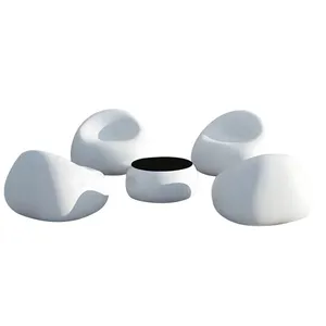 Conjunto de mesa de café para cadeiras de lazer em fibra de vidro 4 lugares Móveis de jardim