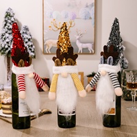 Nouvelle Décoration de Noël Transfrontalière : Capuchon de Bouteille de Vin Gnome à Paillettes Rouge, Jaune et Noir, Style Européen et Américain