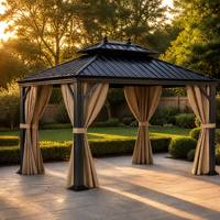 Gazebo en aluminium sur mesure avec toit double imperméable, pavillon de jardin avec moustiquaire pour cour arrière
