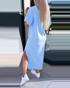 Offre Spéciale 2025 <span class=keywords><strong>robe</strong></span> Maxi unie longs t-shirts décontracté Logo personnalisé vêtements de détente été Sexy fendu blanc t-<span class=keywords><strong>shirt</strong></span> robes femmes - Product Image 4