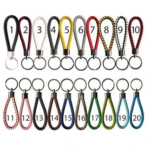 Used for Car Key Belt <b>Ring</b> Leather Woven Keychain Cheap Colorful Keychain Handmade Leather Custom Logo Car <b>Keyring</b> - Product Image 5