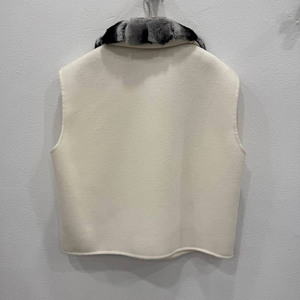 <span class=keywords><strong>Gilet</strong></span> <span class=keywords><strong>sans</strong></span> manches Jancoco en laine véritable sur mesure pour <span class=keywords><strong>femme</strong></span> avec col en vraie fourrure de <span class=keywords><strong>lapin</strong></span> Rex - Product Image 2