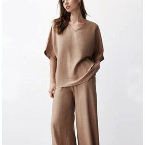 Conjunto Casual <span class=keywords><strong>de</strong></span> Verano para Mujer, 2 Piezas, Elegante, Camiseta y Pantalón, Corte Holgado, Manga Corta, Nuevo Traje <span class=keywords><strong>de</strong></span> Oficina - Product Image 1