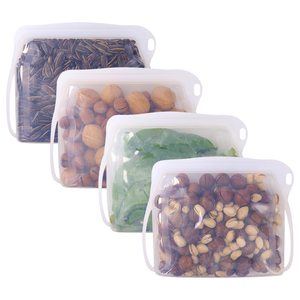 Sac de conservation alimentaire en silicone réutilisable de 500 ml, sans BPA, compatible micro-ondes, avec fermeture éclair, à fond plat - Product Image 4