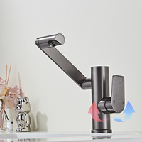 Robinet de lavabo intelligent à affichage numérique, rotation universelle à 360 degrés, en aluminium spatial gris canon, eau froide et chaude, modèle 6013