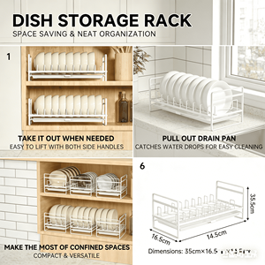 Escurridor de Platos Compacto para Encimera de Cocina, Ahorra Espacio, de Metal, con Diseño de Fácil Limpieza - Product Image 3