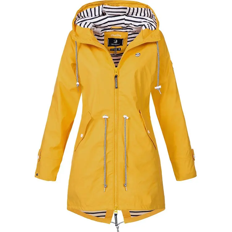 Kış ceket kadınlar moda katı yağmur ceket açık ceketler su geçirmez kapşonlu yağmurluk rüzgar geçirmez