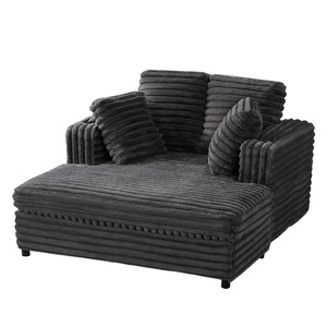 Chaise longue moderne en velours côtelé doux, surdimensionnée pour salon, bureau à domicile, avec porte-gobelets, poches latérales et USB - Product Image 1