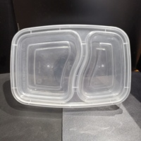 Boîte à lunch en plastique PP de qualité alimentaire à 2 compartiments, compatible micro-ondes, contenants jetables à emporter, couvercles, plateau pour gâteaux, collations, nourriture pour animaux de compagnie