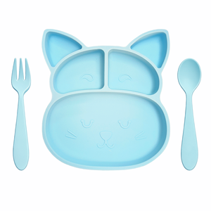 Set de Alimentación para Bebés de Silicona de Grado Alimenticio - Diseño Moderno con Patrón de Dibujos Animados, Plato Dividido No Tóxico, Apto para Microondas y Lavavajillas - Product Image 4