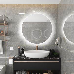 Espejo LED Moderno Antivaho, Impermeable, de Pared, con Iluminación Trasera Regulable, Espejo de Baño Inteligente Iluminado, Diseño Gráfico para Apartamento y Salón - Product Image 5