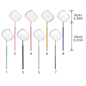 Miroir à cils en acier inoxydable en forme de cœur, manche long détachable, outil de finition des sourcils et des extensions de cils - Product Image 4