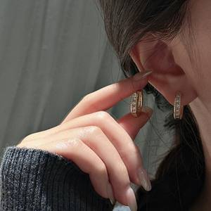 Boucles d'oreilles en argent pur S925 de style médiéval italien, rétro français, serties de diamants, accessoires vintage rétro en zircon - Product Image 3