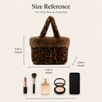 Sac fourre-tout en peluche imprimé léopard OEM pour femme, grande capacité, sac à main à poignée supérieure en fourrure, col en fourrure moelleuse, tendance automne-hiver