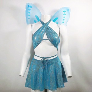 Womens Fairy Role Play Costume Nightwear Cross Strap <b>Backless</b> Crop <b>Top</b> Mini Skirts Wings Cute Sexy Lingeries - Product Image 5