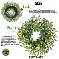 Karangan Bunga Buatan Kain Hijau Mengkilap QiYing Victory New Four Seasons, Daun Zaitun, Buah Berry, Dekorasi Natal, Karangan Bunga Hias