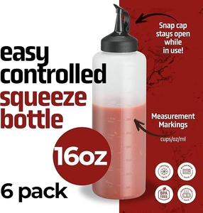 Condiment Soy <b>Squeeze</b> <b>Bottles</b> 16 Oz Easy Pour Sauce <b>Bottles</b> With Leak Proof Snap Cap <b>Squeeze</b> <b>Bottles</b> for Sauces - Product Image 2