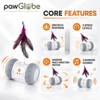 Jouet interactif pour chat, roue roulante intelligente avec plume et son, évitement automatique des obstacles pour chats d'intérieur et chatons