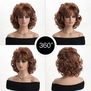 วิกผมสังเคราะห์ทนความร้อนสูงขายดี <span class=keywords><strong>ทรง</strong></span><span class=keywords><strong>ผม</strong></span><span class=keywords><strong>สั้น</strong></span>หยิกมีหน้าม้า ความยาวประบ่า สีน้ำตาล ขายส่ง - Product Image 6