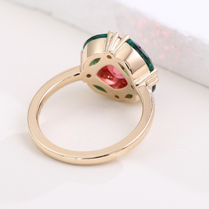 Anello in laboratorio <span class=keywords><strong>con</strong></span> rubino <span class=keywords><strong>e</strong></span> smeraldo 14k Soild Gold da donna Marquise <span class=keywords><strong>e</strong></span> cuscino forma 2 Ct anello in oro puro 14k gioielli da donna - Product Image 2