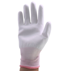 Guantes de Palma con revestimiento de PU duraderos, guantes de trabajo de nailon rosa, guantes de protección laboral para taller sin polvo - Product Image 3