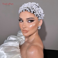 YouLaPan – coiffe de mariée blanche avec perles, accessoires de cheveux de mariage en cristal brillant, bandeau élégant pour femmes, ornements de banquet HP684