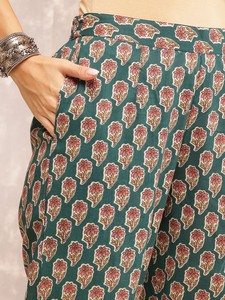 Kurta de algodón puro regular con estampado de motivos étnicos para mujer con pantalones y con producción a granel Dupatta - Product Image 3