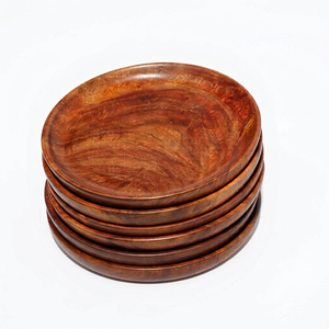 Assiette en bois artisanale, durable, écologique, à motif uni, finition polie, design moderne, pour la décoration de table de mariage, vaisselle - Product Image 1