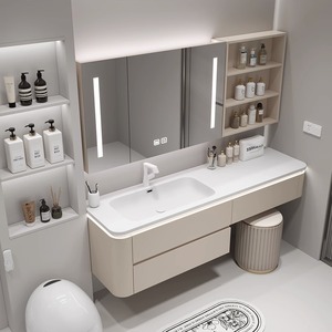 Meubles personnalisés design moderne <span class=keywords><strong>en</strong></span> bois double évier armoire de salle de bain étanche ensembles de vanités de salle de bain avec lavabo et miroir - Product Image 5
