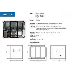 Buena venta Apple Cabin Office Casas Prefabricadas Modular Villas modernas Apple Cabin Tiny Home Office para terrenos sin usar - Product Image 4