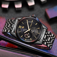 Montre mécanique automatique de luxe avec indicateur jour/nuit, cadran guilloché à cœur ouvert, bracelet en acier inoxydable