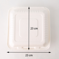Boîtes d'emballage alimentaire jetables en bagasse, rectangulaires, épaissies, couleur naturelle, 9 pouces, pour plats à emporter