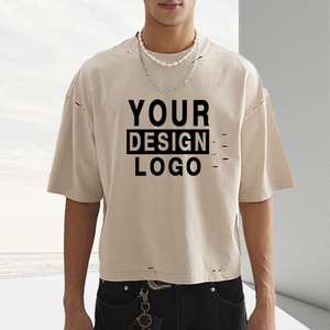 เสื้อยืดโอเวอร์ไซส์ทรงครอป คุณภาพสูง ผ้าฝ้าย 100% หนัก 300gsm สไตล์สตรีทแวร์ วินเทจ สกรีนลายด้วยผ้าไหมแบบสั่งทำ เป็นมิตรต่อสิ่งแวดล้อม - Product Image 1