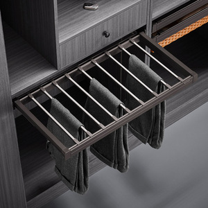 Cooper Mocha Trouser Rack <b>Wardrobe</b> Built-in Telescopic Drawer Stainless Steel Rectangle Pull-out Slide Rail Clothing Hardware - Product Image 1