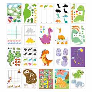 Kit d'art pour enfants, dinosaures, dessins animés amusants, éducatif pour la maternelle, jouets faits à la main, bricolage, livre de découpe et de collage en papier pour enfants - Product Image 5