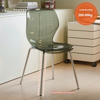 Chaise de salle à manger moderne en acrylique transparent avec dossier en fer et assise en PC, idéale pour petit appartement, mobilier de maison, favori des influenceurs, effet cristal