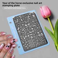 Plaque de tamponnage pour nail art Nouvel An, motif cheval, flocon de neige, cœur, modèle de transfert pour ongles, outil de nail art, best-seller
